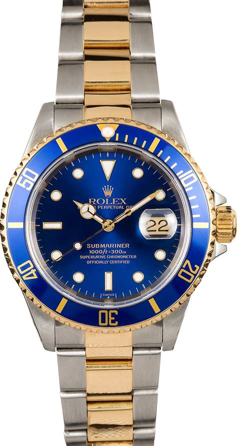 rolex submariner half gold blue|rolex submariner two tone blue face price.